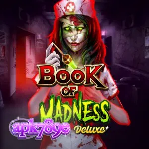Tampilan antarmuka seluler Book of Madness Deluxe dengan tema horor yang tajam.